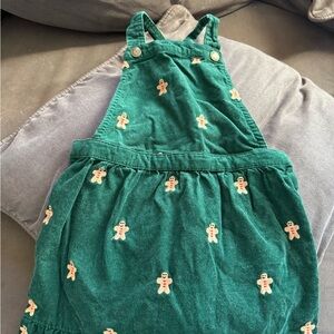 Gymboree Green Corduroy Dress with Gingerbread Pattern